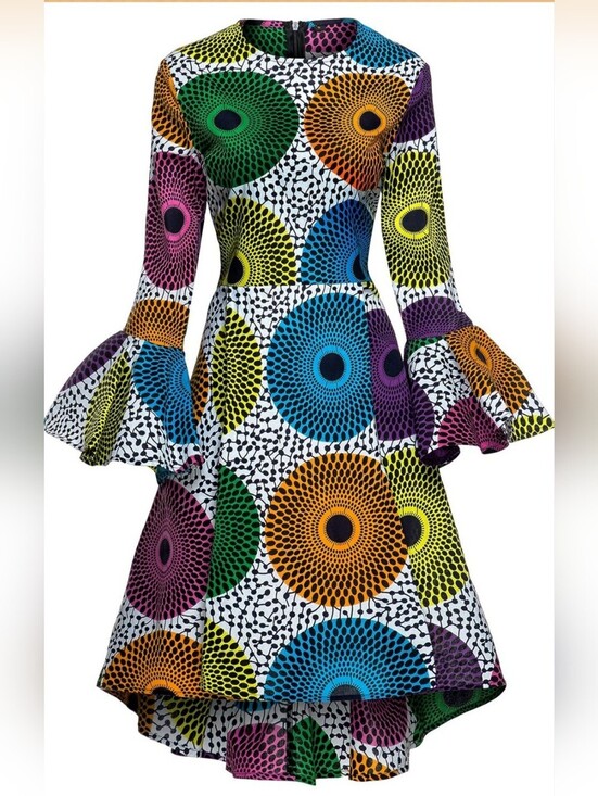Shenbolen Dresses & Skirts - NWT Shenbolen Multicolor African Print Long-Sleeve Ankara Dress size XL